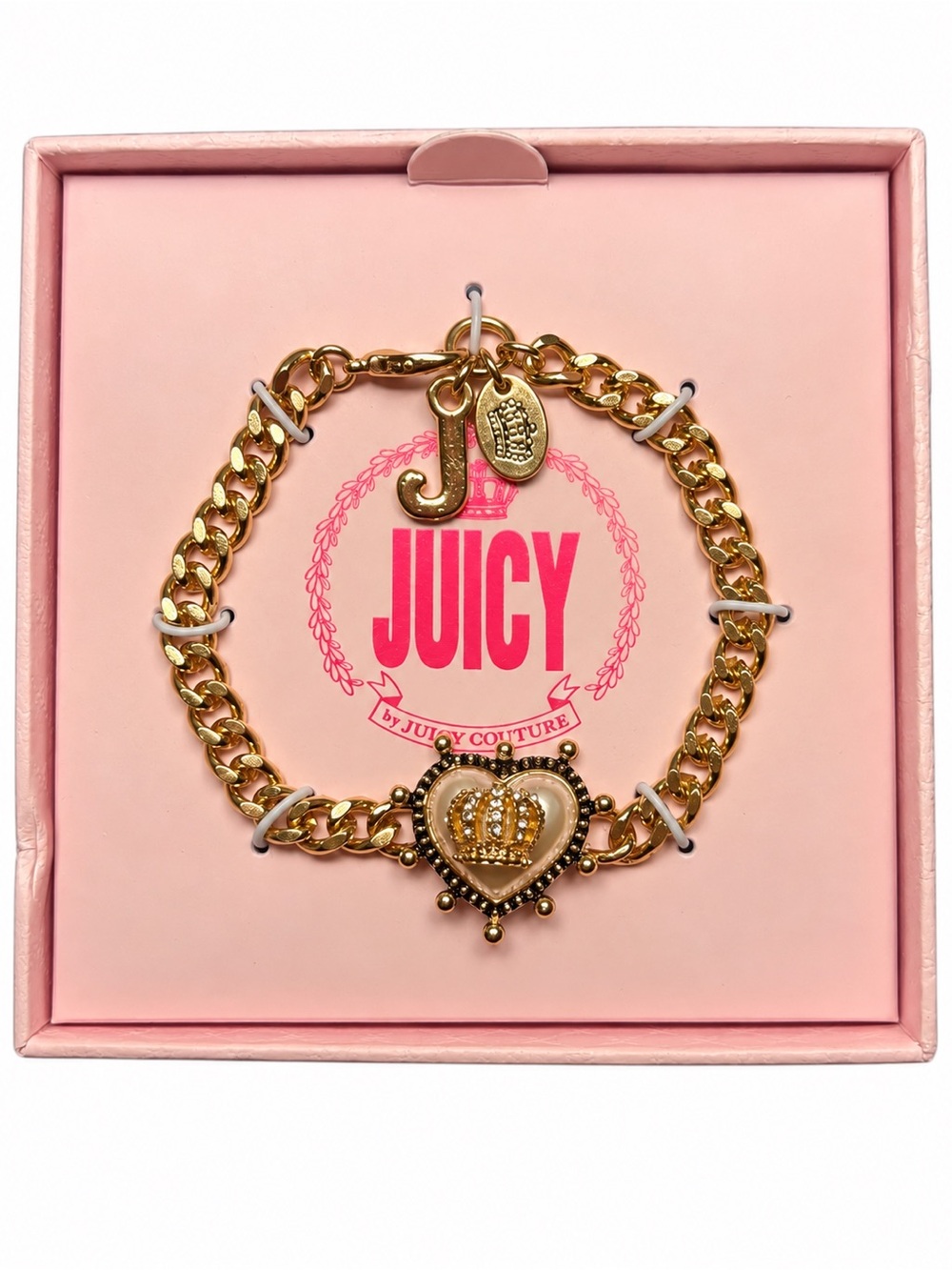 Juicy Couture Gold Heart Crown Charm Bracelet